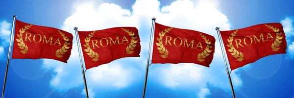 Drapeau Couronne Laurier Roma Rendu — Photo