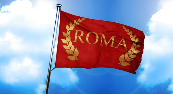 Roma Lagerkrans Flagga Rendering — Stockfoto