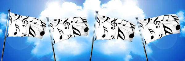 音乐音符旗帜 3D渲染 — 图库照片