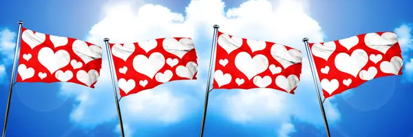 Romantische Herzen Hintergrund Flagge Darstellung — Stockfoto