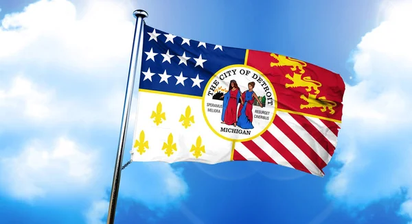 Detroit Flag Rendering — Stock Photo, Image