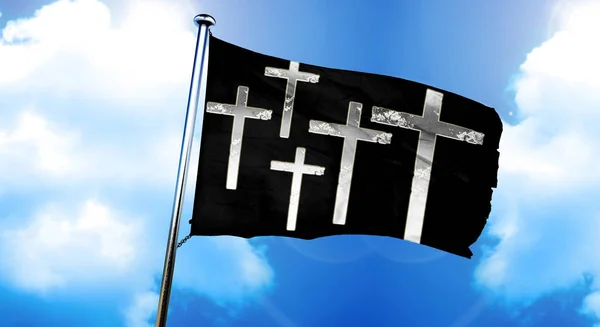 Christian cross flag, 3D rendering