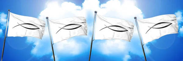 Chrześcijańska Flaga Symbolu Ryby Renderowanie — Zdjęcie stockowe