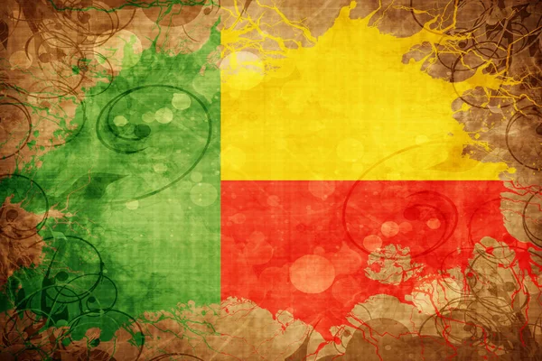 Grunge drapeau du Bénin vintage — Photo