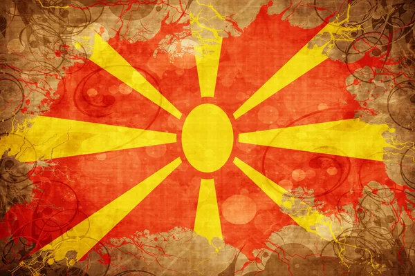 Grunge vintage Makedonien flagga — Stockfoto