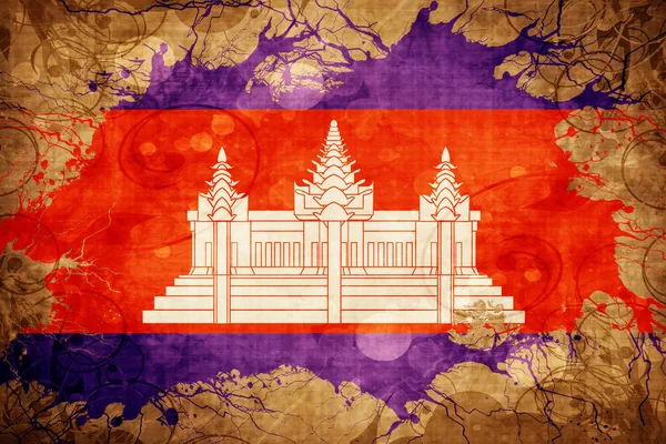 Grunge vintage vlag van Cambodja — Stockfoto