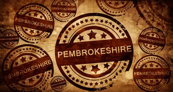 Pembrokeshire, vintage stamp on paper background — Stock Photo, Image