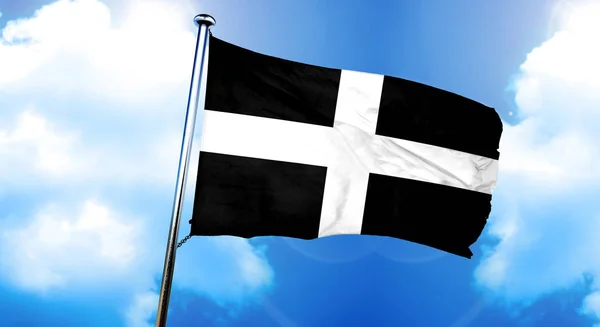 Szent Piran Zászló Cornwall Zászló Renderelés Jogdíjmentes Stock Fotók