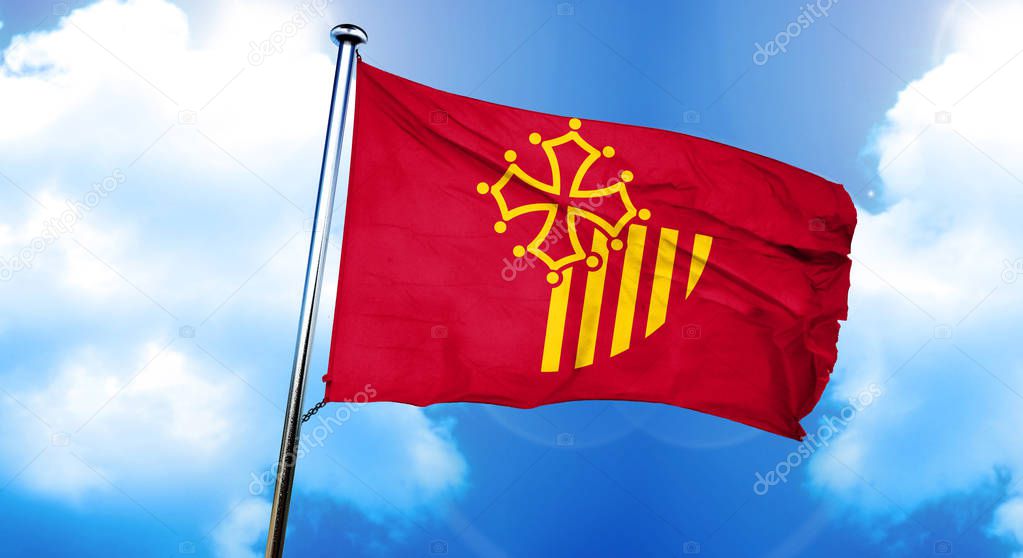 Languedoc rousillon flag, 3D rendering