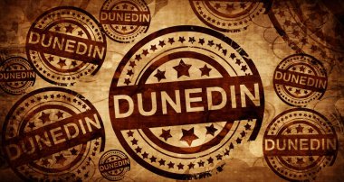 Dunedin, kağıt arka plan üzerinde vintage damgası