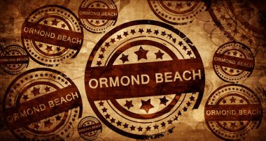 Ormond beach, kağıt arka plan üzerinde vintage damgası