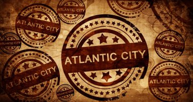 Atlantic city, kağıt arka plan üzerinde vintage damgası