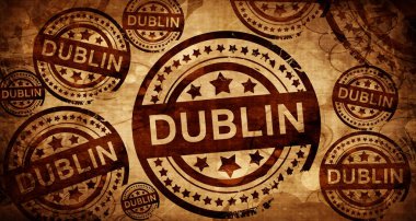Dublin, kağıt arka plan üzerinde vintage damgası
