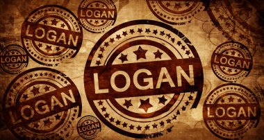 Logan, kağıt arka plan üzerinde vintage damgası