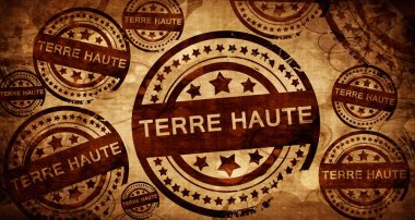 Terre haut, kağıt arka plan üzerinde vintage damgası