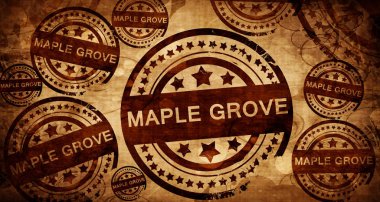 Maple grove, kağıt arka plan üzerinde vintage damgası