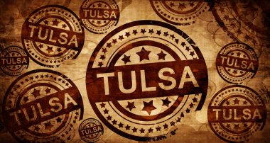 Tulsa, kağıt arka plan üzerinde vintage damgası