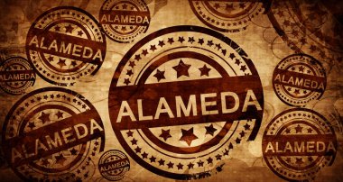 Alameda, kağıt arka plan üzerinde vintage damgası