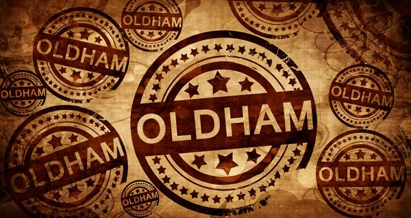 Oldham, vintage stamp on paper background — Stock Photo, Image