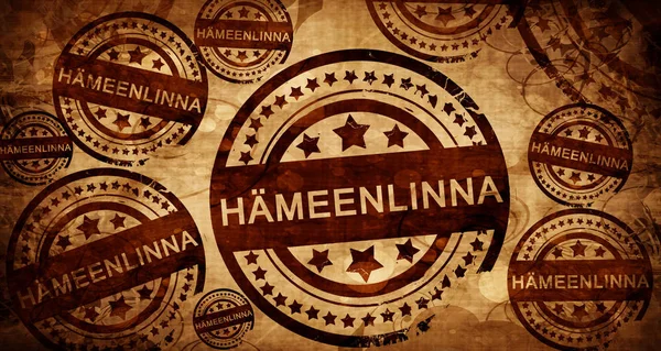 Hameenlinna, kağıt arka plan üzerinde vintage damgası