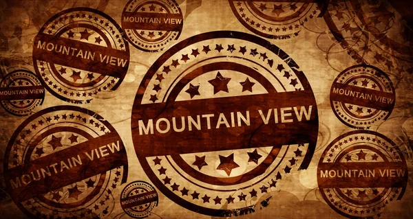 Mountain view, vintage stamp on paper background — Stock Photo, Image