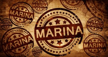 Marina, kağıt arka plan üzerinde vintage damgası