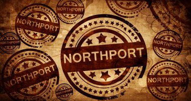Northport, kağıt arka plan üzerinde vintage damgası
