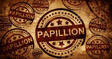 Papillion, kağıt arka plan üzerinde vintage damgası