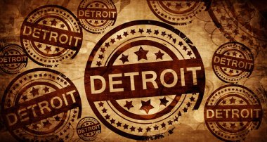 Detroit, kağıt arka plan üzerinde vintage damgası