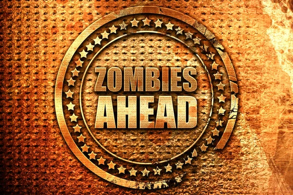 Zombies ahead, 3D-rendering, grunge metalen stempel — Stockfoto