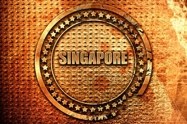 Singapore, renderizado 3D, sello de metal grunge — Foto de Stock