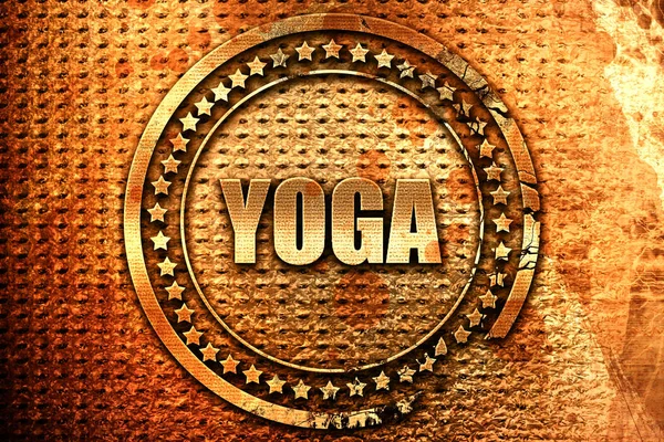 Yoga, 3D rendering, grunge metal stamp — Stock Photo, Image