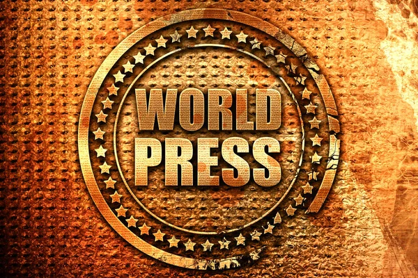 Dünya basını, 3d render, grunge metal pul