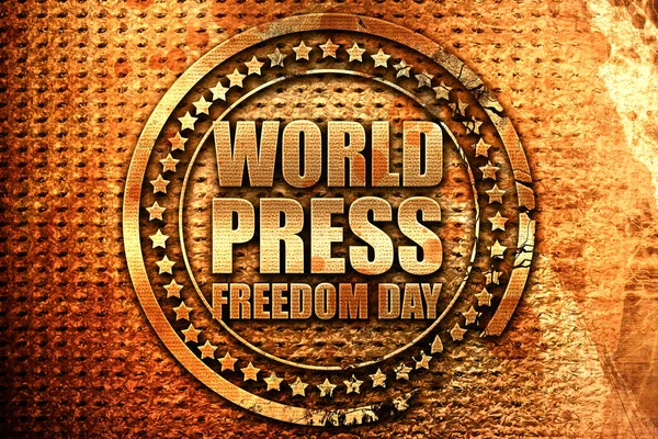 world press freedom day, 3D rendering, grunge metal stamp