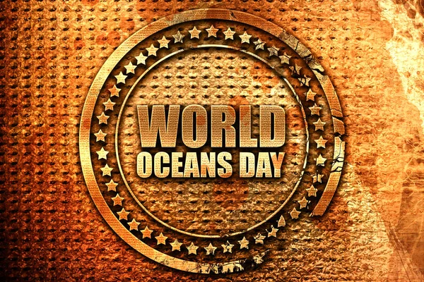 세계 바다의 날, 3d 렌더링, grunge 금속 스탬프 — 스톡 사진