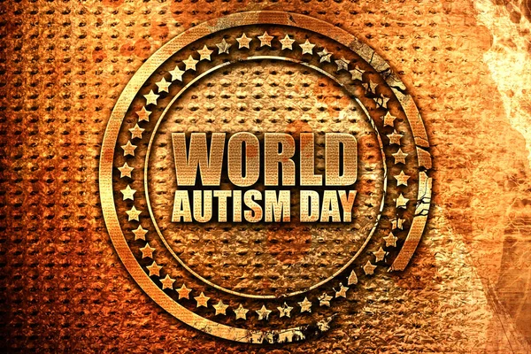 world autism day, 3D rendering, grunge metal stamp