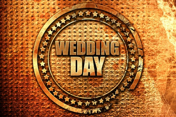 Wedding Day Rendering Grunge Metal Text — 스톡 사진