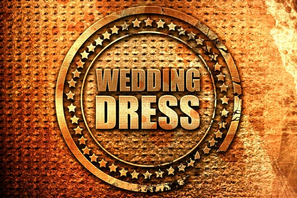 Wedding Dress Rendering Grunge Metal Text — 스톡 사진