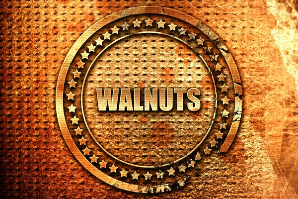 Walnuts Rendering Grunge Metal Text — 스톡 사진