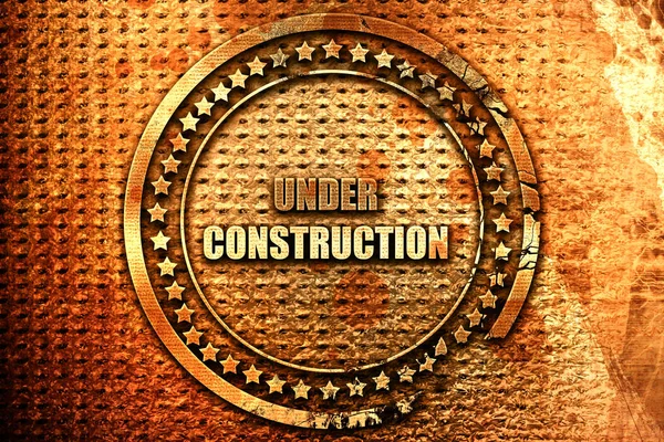 Construction Sign Some Vivid Colors Rendering Grunge Metal Text — 스톡 사진