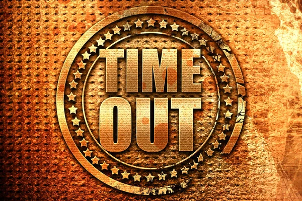 Time Out Rendering Grunge Metal Text — Stock fotografie