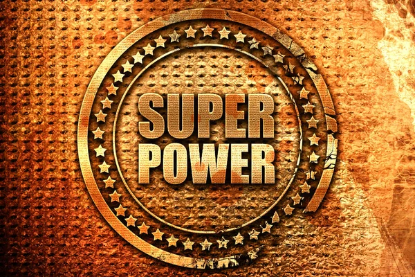 Super Power Rendering Grunge Metalen Tekst — Stockfoto