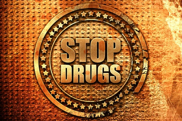 Zatrzymanie Narkotyków Renderowanie Grunge Metalowy Tekst — Zdjęcie stockowe