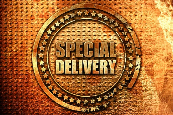 special delivery, 3D rendering, grunge metal text