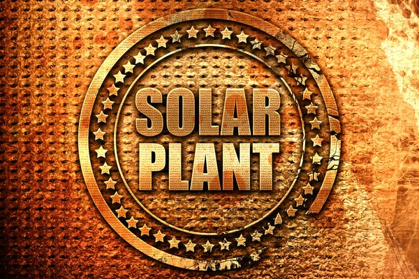 Planta Solar Renderização Grunge Texto Metal — Fotografia de Stock