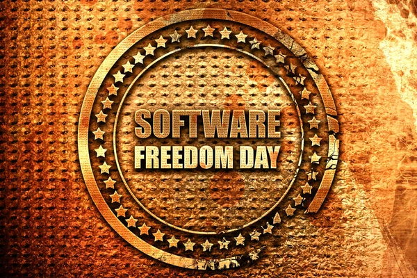 Software Freedom Day Rendering Grunge Metal Text — 스톡 사진