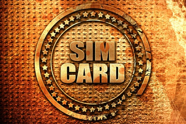 Sim Card Rendering Grunge Metal Text — Stock fotografie