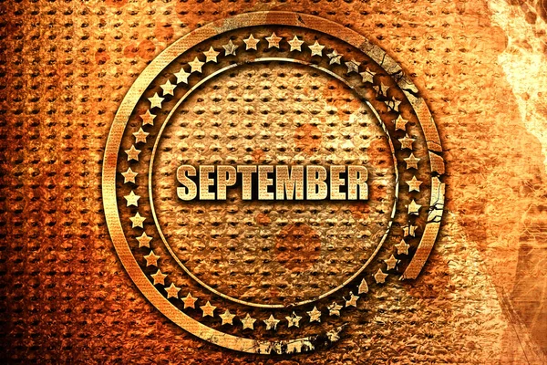 September Rendering Grunge Metal Text — Stock Photo, Image