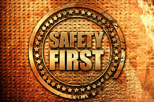 Safety First Rendering Grunge Metal Text — Stock Photo, Image