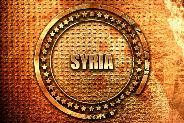 Greetings Syria Card Some Soft Highlights Rendering Grunge Metal Text — Stock Photo, Image